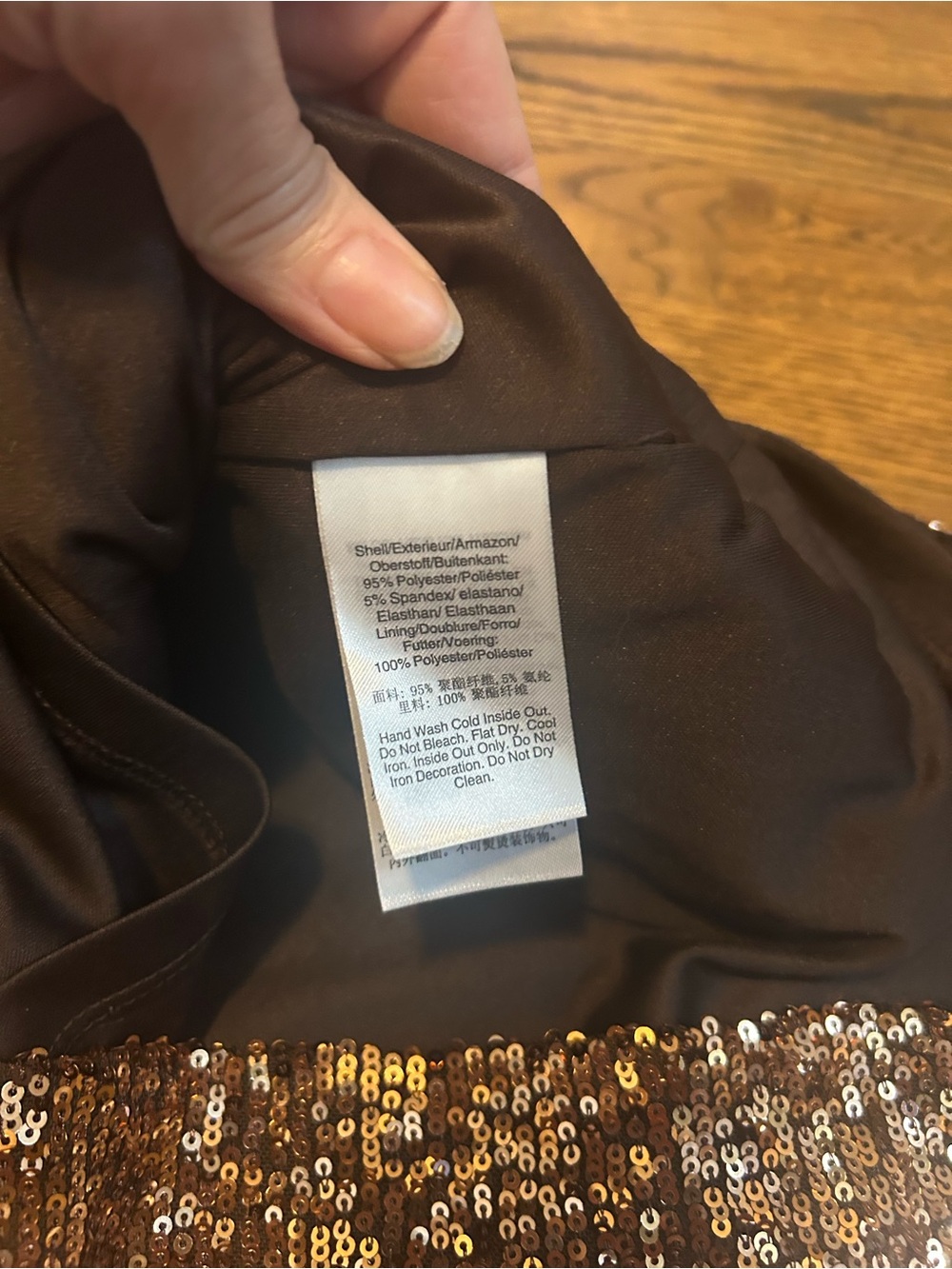 DKNY Bronze Gold Sequin V-Neck Long Sleeve mini Cocktail dress - Picture 5 of 9